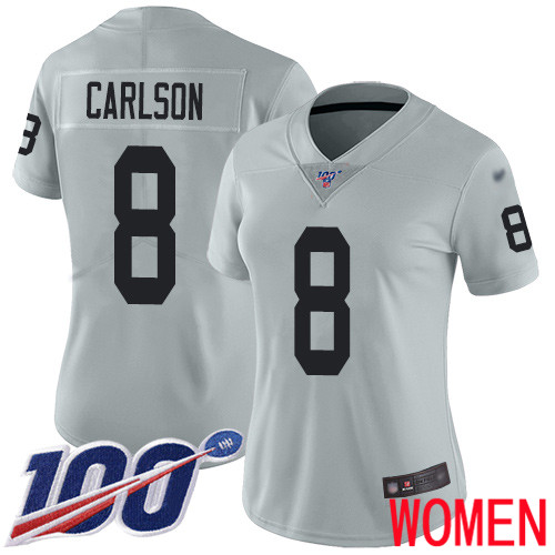 Oakland Raiders Limited Silver Women Daniel Carlson Jersey NFL Football 8 100th Season Inverted Jersey